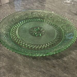 Green Sandwich Vintage Decorative pressed Glass Plate